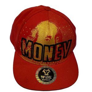 MONEY Snapback Cap Hat Cash $$$ 100% Cotton Men's OSFM Red Top Level